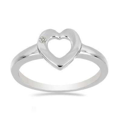 BUY 925 SILVER REAL WHITE DIAMOND DOUBLE CUT GEMSTONE HEART RING